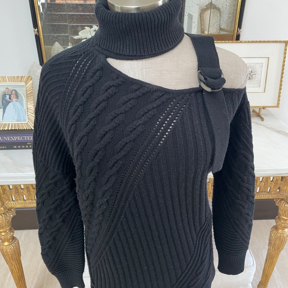 Jonathan Simkhai Turtle Neck Asymmetric Sweater Black size XS - Picture 2 of 9